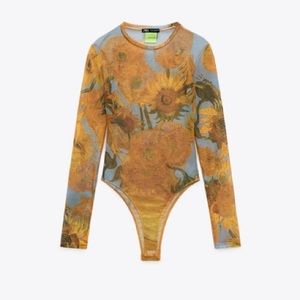 Van high sunflower see through bodysuit